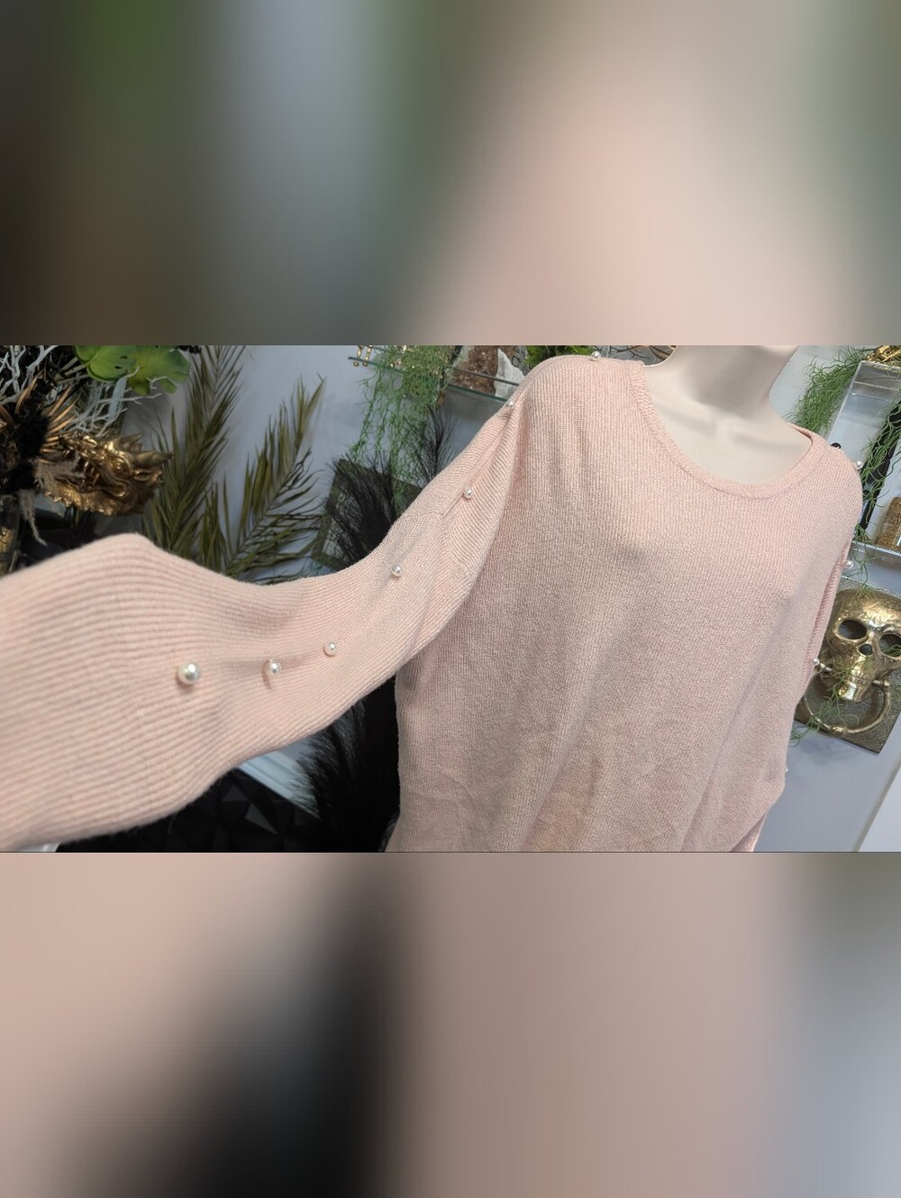 Primark Coquette Pearl Sleeve Sweater MD